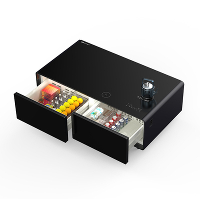 Primst Mesa de café 2 Caixas do frigorífico 2 Portas de carregamento USB Reprodutor de áudio incorporado