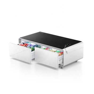 Mobiliário de vida moderna Voltagem 110-240V Mesa de café com gaveta de refrigeração e luz LED