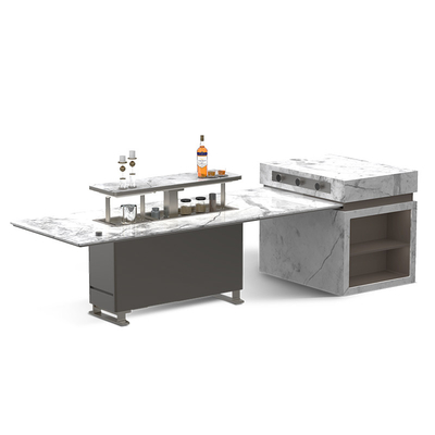 Mobiliário de edifício de escritório mesa de bar multifuncional com topo de mármore refrigerado