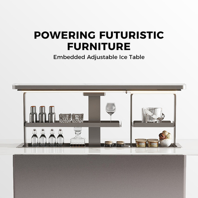 Mesa de jantar de ilha de luxo com frigorífico congelador e refrigerador de vinho