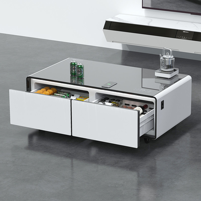 Mini-refrigerador multifuncional mesa de café com carregamento sem fio e música