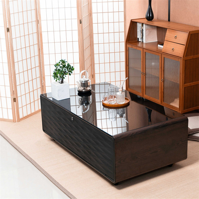 Mini-refrigerador multifuncional mesa de café com carregamento sem fio e música