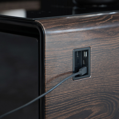Mobiliário de sala de estar de metal mesa de café com gaveta congelada e vidro temperado