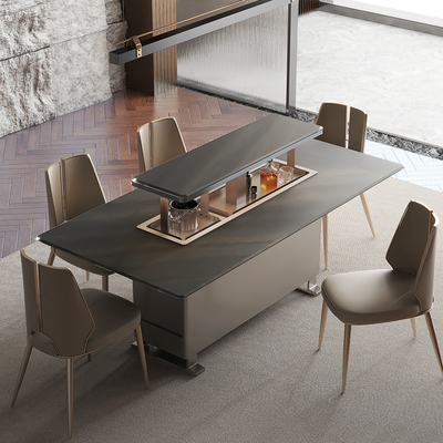 Casa moderna de luxo Mobiliário de sala de estar Mesa de jantar de metal com frigorífico