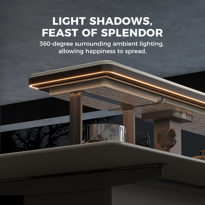 Casa moderna de luxo Mobiliário de sala de estar Mesa de jantar de metal com frigorífico