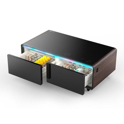 Casa Móveis Smart Mesa de café com alto-falante construído Frigorífico Caixa de metal sem dobrar