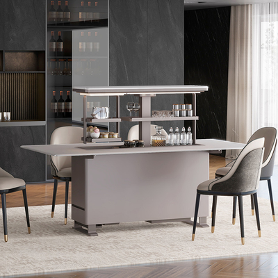 Consola superior de mármore moderno Base de aço inoxidável Mesa de jantar para móveis de sala de jantar