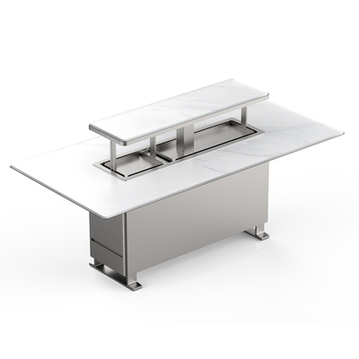 Consola superior de mármore moderno Base de aço inoxidável Mesa de jantar para móveis de sala de jantar