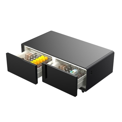 Mesa de café multifuncional para uso doméstico com mini-frigerador e reproductor de música
