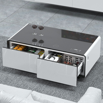 Refrigerador inteligente de duas zonas com função de carregamento de telefone USB e gaveta refrigerada