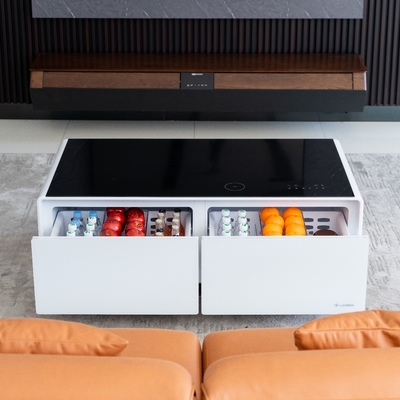 PORTABLE 2024 Primst Smart Refrigerador Mesa de café Mini Refrigerador Mesa Com Carregamento Sem Fio Reprodutor De Música Para Hotel De Escritório