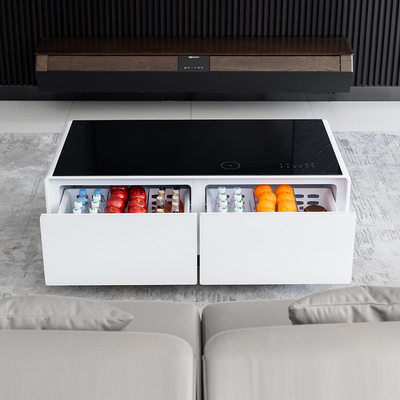 Frigorífico de mesa de café moderno com carregador USB sem fio e alto-falante incorporado
