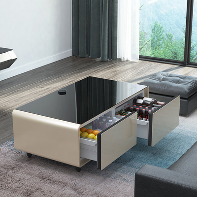 Transforme a sua casa com uma mesa de café inteligente 2 gavetas frigoríficas Carregamento sem fio