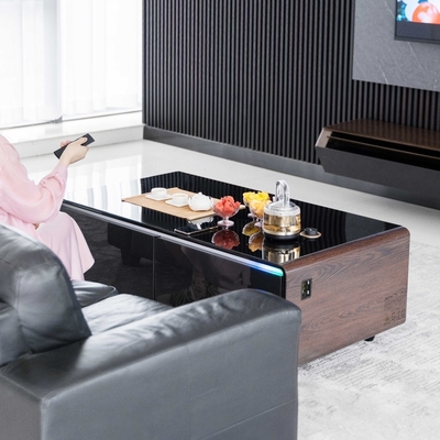 Tabela de café de carregamento sem fio multifuncional de design moderno com luz RGB e reprodutor de música