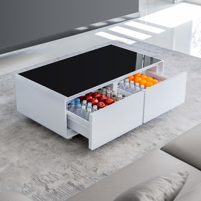Mobiliário da sala de estar Mesa de café com congelador e mini-frigerador de aço inoxidável