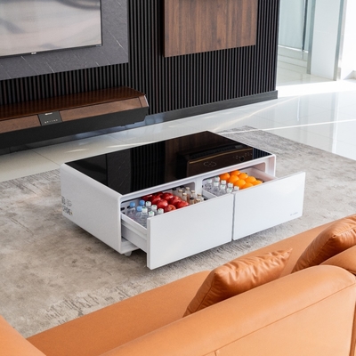 Mobiliário de quarto de hotel Mesa de café moderna com geladeira e geladeira