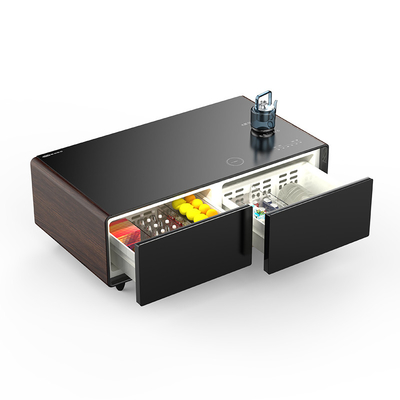 Mobiliário de sala de estar 2024 Refrigerador de mesa de ferver de grãos de madeira com carregamento sem fio