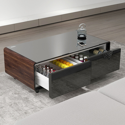 Mobiliário de sala de estar 2024 Refrigerador de mesa de ferver de grãos de madeira com carregamento sem fio