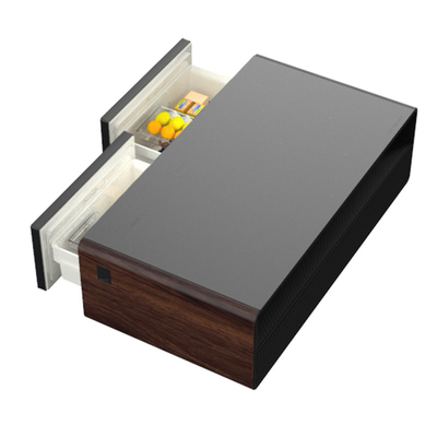 Carregamento sem fio Mesa de vidro temperado com caixotes de frigorífico duplo Luz LED 220V 60W