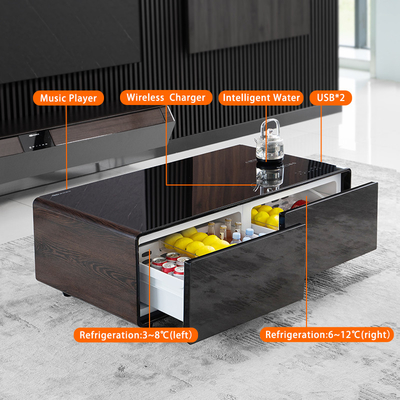 Mobiliário de sala de estar Mesa frigorífica multifuncional com chaleira e carregamento sem fio