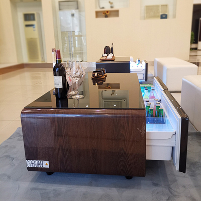 Mobiliário de vida moderna Voltagem 110-240V Mesa de café com gaveta de refrigeração e luz LED
