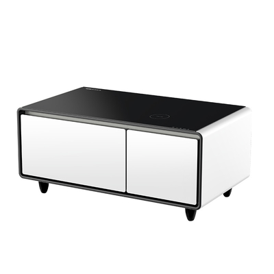 Tabela de café inteligente com 93L Caixa Frigorífico Carregamento sem fio e porta de carregamento USB