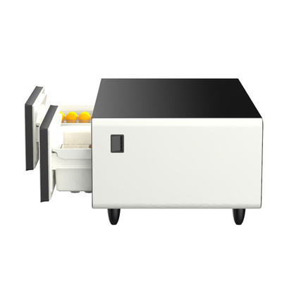 Casa Móveis Mesa de café com frigorífico incorporado e portas de carregamento USB Tipo C