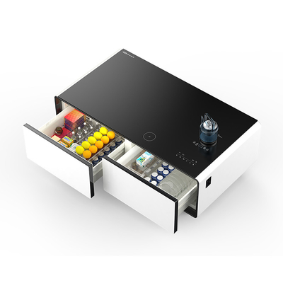 1350*760*480mm Dimensões Touch Screen Mesa de café com geladeira e controle de aplicativo