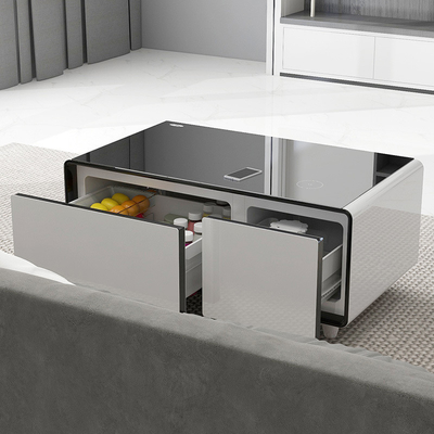 Casa Móveis Mesa de café inteligente com gaveta congelada e mini geladeira multifuncional