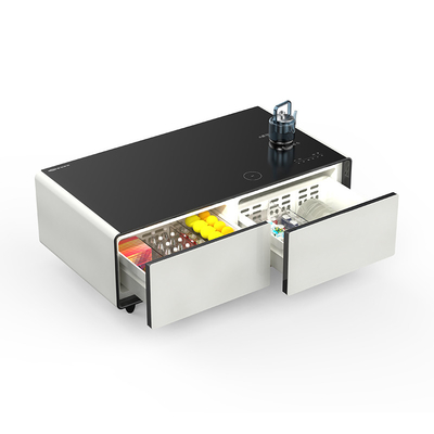 Garage Smart Coffee Table Fridge com 2 gavetas e função de carregamento sem fio