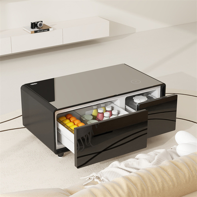 Design de móveis inteligentes Frigorífico multifuncional e mesa de café com 2 gavetas