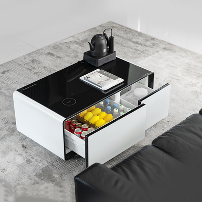 Design de móveis inteligentes Frigorífico multifuncional e mesa de café com 2 gavetas