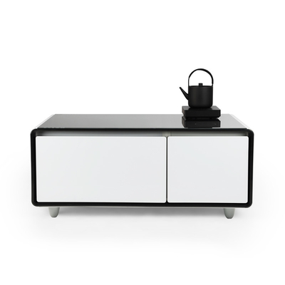 Mobiliário moderno mesa de café inteligente com gaveta refrigerada e carregamento sem fio