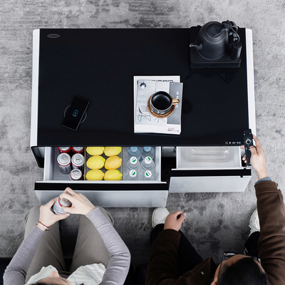 Sala de estar Smart Table Luxury Coffee Table com geladeira de 93L e gaveta congelada