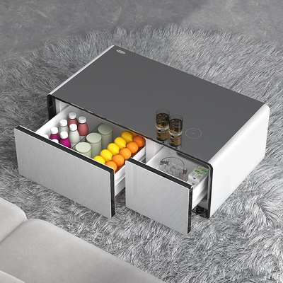Tabela de música com carregamento sem fio Mini geladeira com gaveta de refrigeração e capacidade de 60L