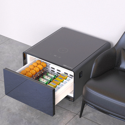 2024 Mobiliário multifuncional de mesa de café inteligente com mini geladeira e carregamento sem fio