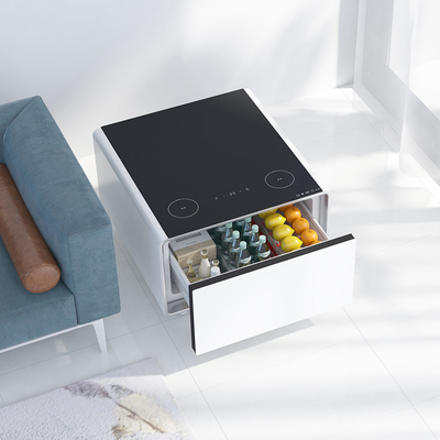 220240110V Mini Refrigerador Mesa com carregamento sem fio e Smart Coffee Table 65L