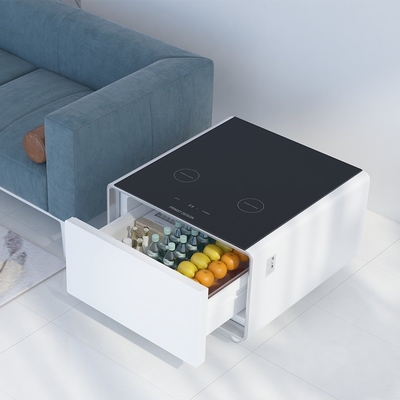 220240110V Mini Refrigerador Mesa com carregamento sem fio e Smart Coffee Table 65L