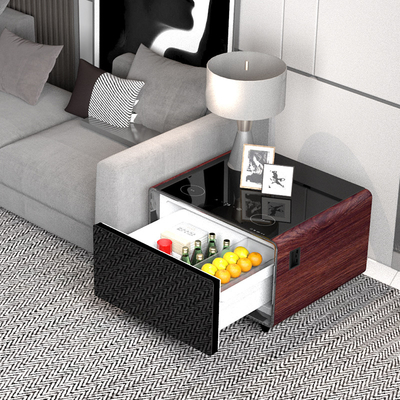 Mobiliário de sala de estar Modernas Mini Mesa lateral com carregamento sem fio Caixa frigorífica