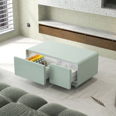 2024 Modern Wireless Charging Smart Coffee Table com Reprodutor de Música e Vidro Temperado