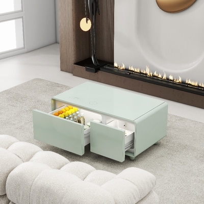 2024 Modern Wireless Charging Smart Coffee Table com Reprodutor de Música e Vidro Temperado