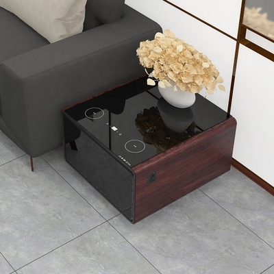 Tabela de café moderna com geladeira Mini Bar Frigorífico Carregamento sem fio alto-falante Mesa lateral
