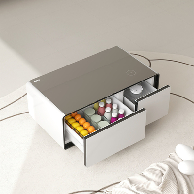 Smart Refrigerador Mesa de chá multifuncional com carregamento sem fio e reprodutor de música