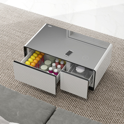 Smart Refrigerador Mesa de chá multifuncional com carregamento sem fio e reprodutor de música