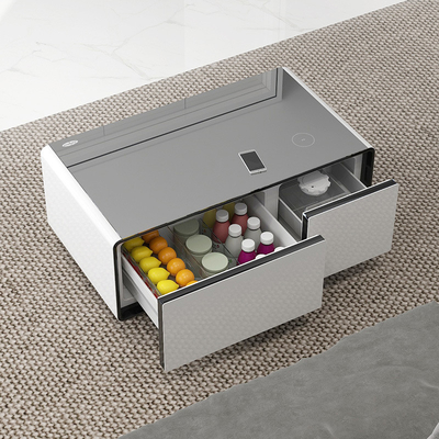 Smart Refrigerador Mesa de chá multifuncional com carregamento sem fio e reprodutor de música