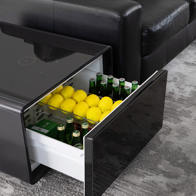 Sala de estar de estilo nórdico moderno Carregamento sem fio Mesa lateral inteligente com parâmetros USB