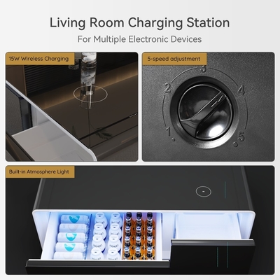 Mobiliário elétrico multifuncional de luxo com carregamento sem fio e luz LED