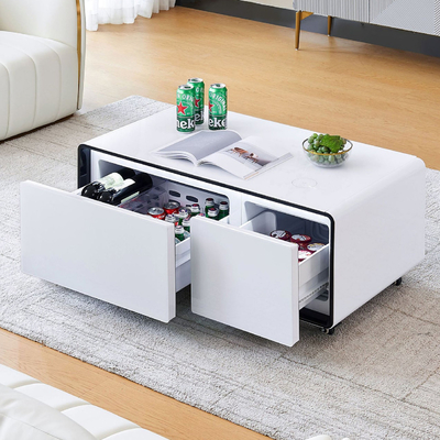 Função do hotel Smart mesa de café à beira da cama com carregamento sem fio USB e geladeira moderna