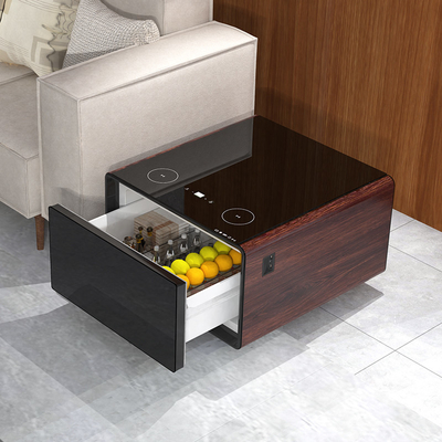 Tabela de café moderna com geladeira Mini Bar Frigorífico Carregamento sem fio alto-falante Mesa lateral