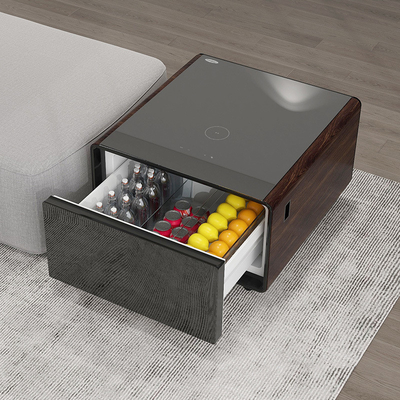 Tabela de café moderna com geladeira Mini Bar Frigorífico Carregamento sem fio alto-falante Mesa lateral